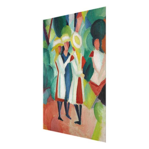 quadros decorativos para sala modernos August Macke - Three Girls in yellow Straw Hats