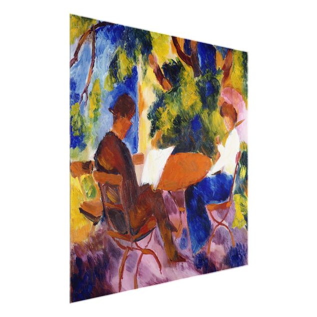 Quadros em vidro abstratos August Macke - Couple At The Garden Table