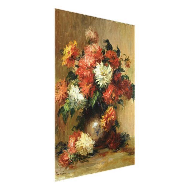 Quadros em vidro flores Auguste Renoir - Still Life with Dahlias