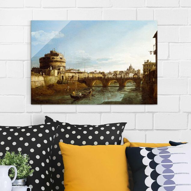 Quadros movimento artístico Expressionismo Bernardo Bellotto - View of Rome on the Banks of the Tiber