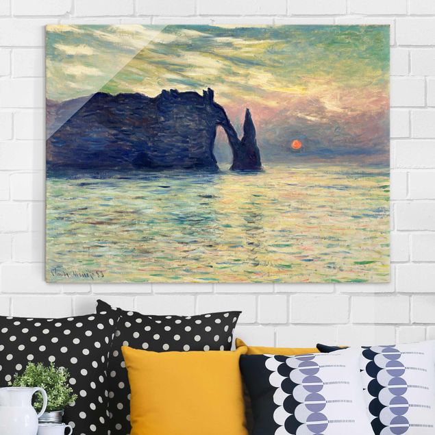 decoraçao para parede de cozinha Claude Monet - The Cliff, Étretat, Sunset