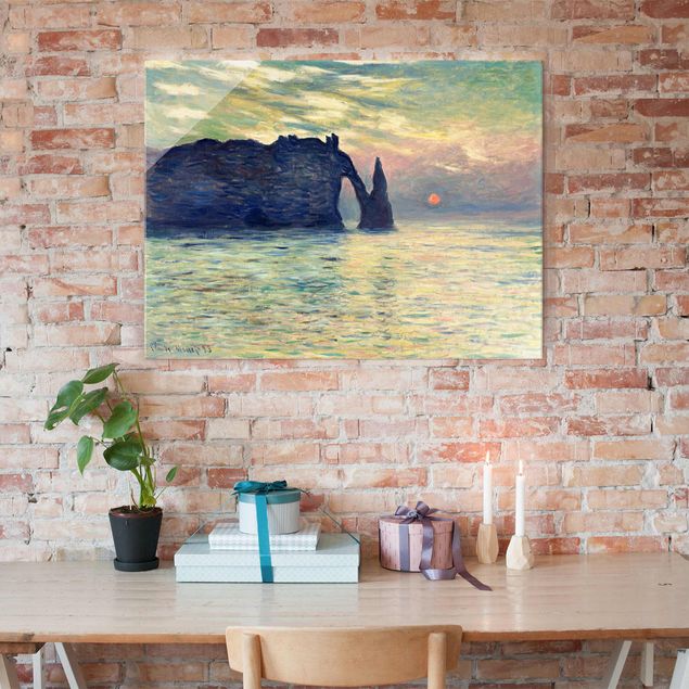 Quadros movimento artístico Impressionismo Claude Monet - The Cliff, Étretat, Sunset