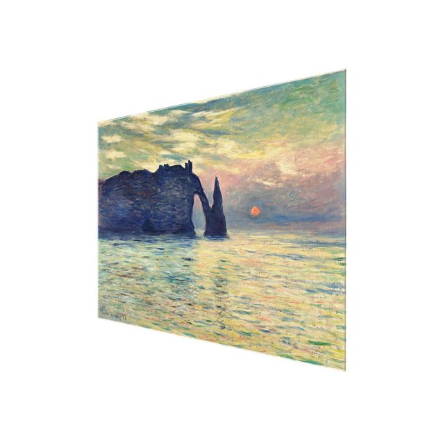 Quadros praia Claude Monet - The Cliff, Étretat, Sunset