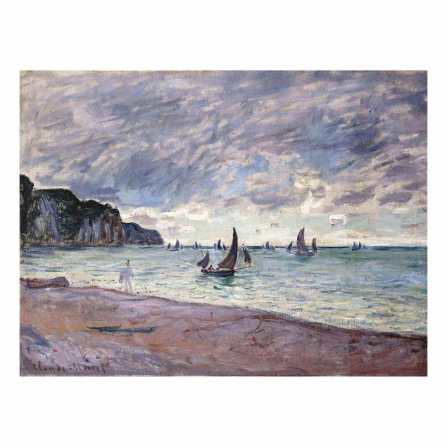 quadros de paisagens Claude Monet - Fishing Boats In Front Of The Beach And Cliffs Of Pourville