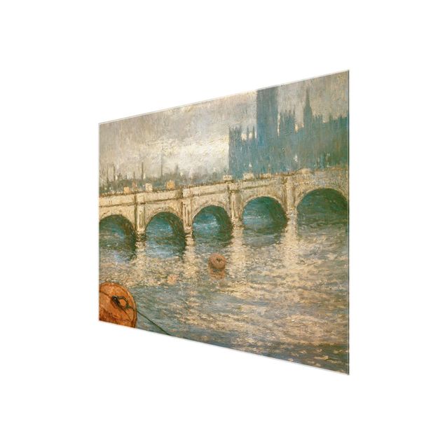 Quadros em vidro cidades e paisagens urbanas Claude Monet - Thames Bridge And Parliament Building In London