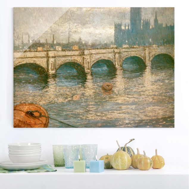 Quadros em vidro Londres Claude Monet - Thames Bridge And Parliament Building In London