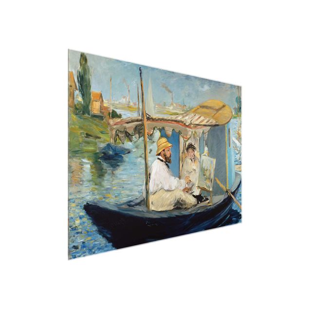 Quadros famosos Edouard Manet - Claude Monet Painting On His Studio Boat