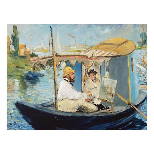Quadros retratos Edouard Manet - Claude Monet Painting On His Studio Boat
