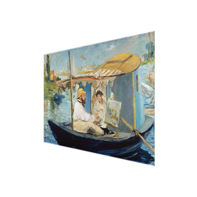 quadros modernos para quarto de casal Edouard Manet - Claude Monet Painting On His Studio Boat
