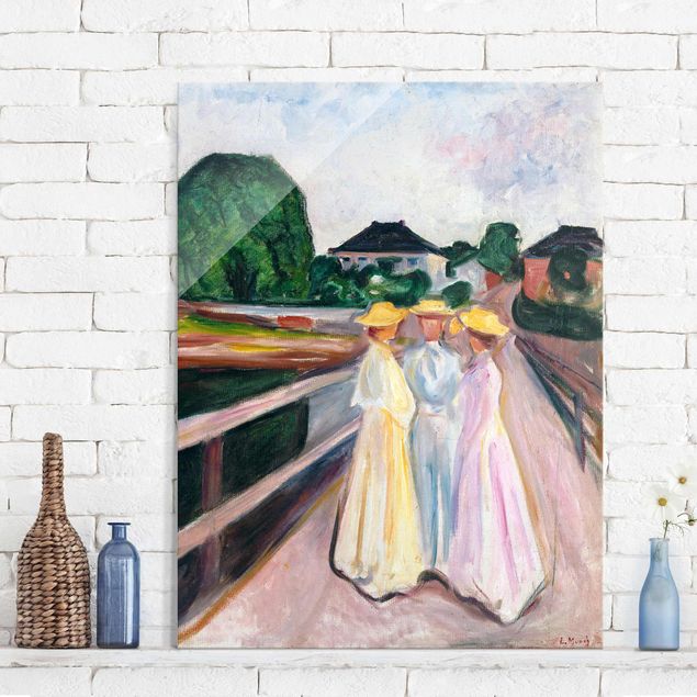 Quadros movimento artístico Expressionismo Edvard Munch - Three Girls on the Bridge