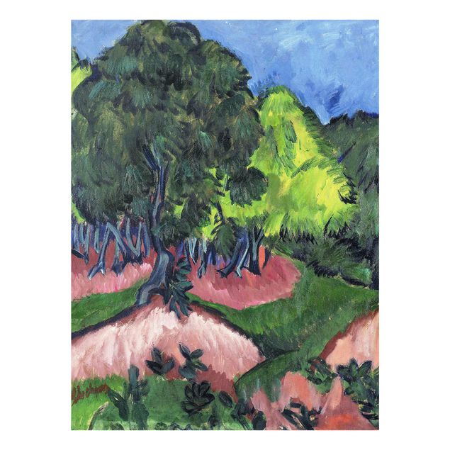 Quadros em vidro paisagens Ernst Ludwig Kirchner - Landscape with Chestnut Tree