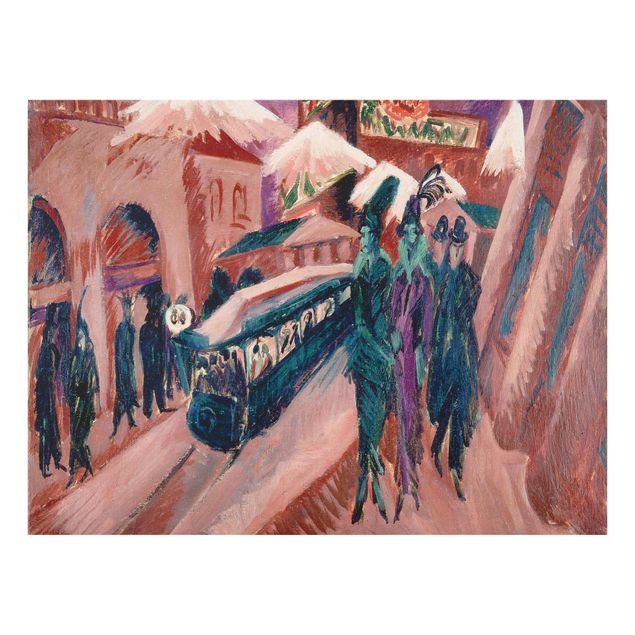quadros decorativos para sala modernos Ernst Ludwig Kirchner - Leipziger Street With Eectric Train
