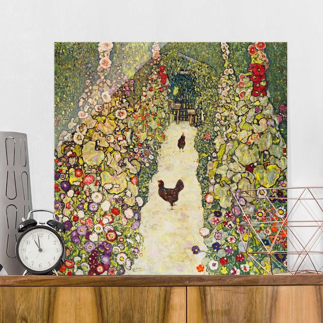 Quadros movimento artístico Art Déco Gustav Klimt - Garden Path with Hens