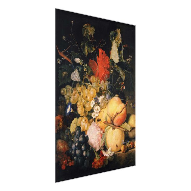 quadros modernos para quarto de casal Jan van Huysum - Fruits, Flowers and Insects