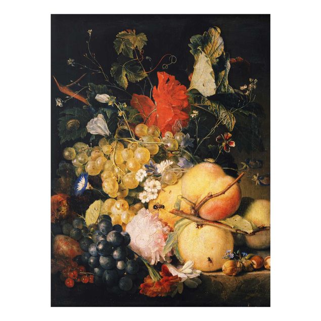 Quadros em amarelo Jan van Huysum - Fruits, Flowers and Insects