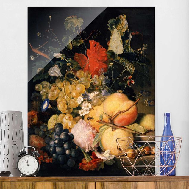decoraçao para parede de cozinha Jan van Huysum - Fruits, Flowers and Insects