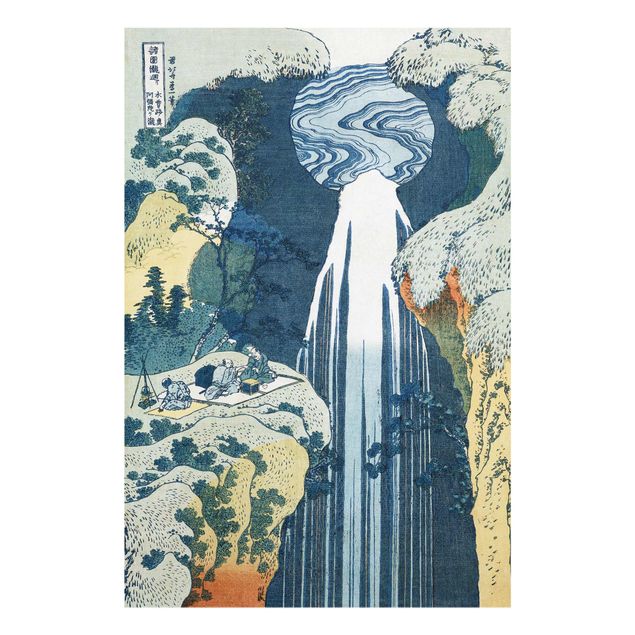 Quadros em vidro paisagens Katsushika Hokusai - The Waterfall of Amida behind the Kiso Road