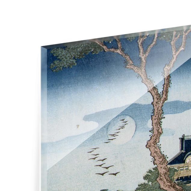 quadro azul Katsushika Hokusai - A Peasant Crossing A Bridge