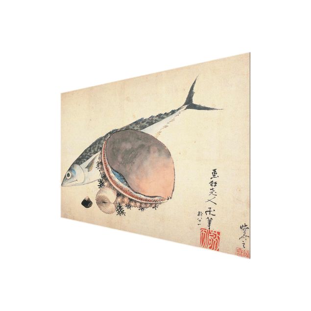 Quadros de Katsushika Hokusai Katsushika Hokusai - Mackerel and Sea Shells