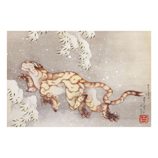 Quadros famosos Katsushika Hokusai - Tiger in a Snowstorm