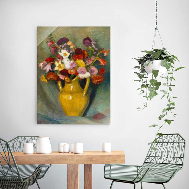Quadros por movimento artístico Otto Modersohn - Colourful Bouquet in Yellow Clay Jug