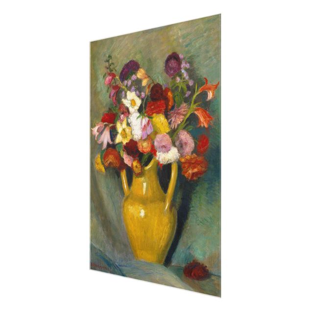 quadros de flores Otto Modersohn - Colourful Bouquet in Yellow Clay Jug