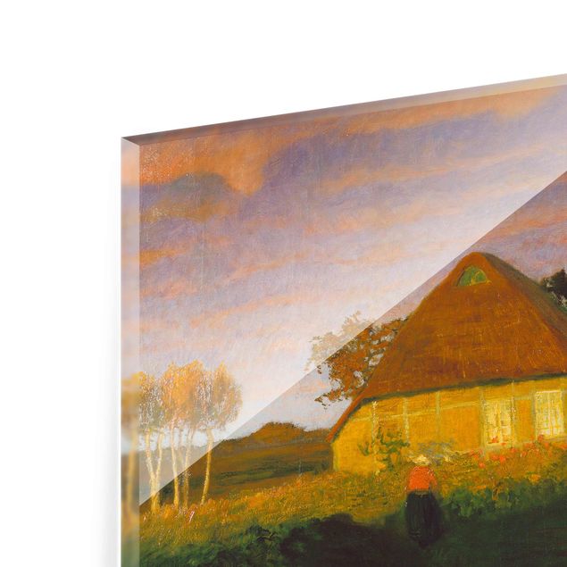 Quadros natureza Otto Modersohn - Moor Cottage in the Evening Sun