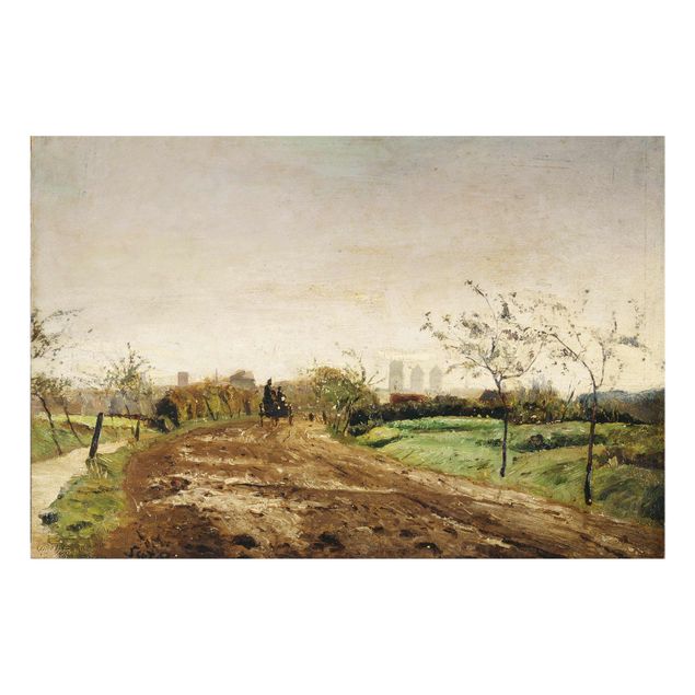 Quadros em vidro paisagens Otto Modersohn - Morning Landscape with Carriage near Münster