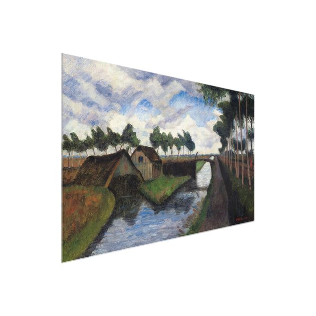 quadro com paisagens Otto Modersohn - The Rautendorf Canal with Boat House near Worpswede
