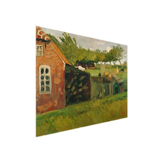 quadro com paisagens Otto Modersohn - Red House With Stables