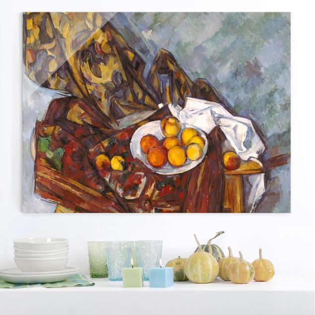 decoraçao cozinha Paul Cézanne - Still Life, Flower Curtain, And Fruits