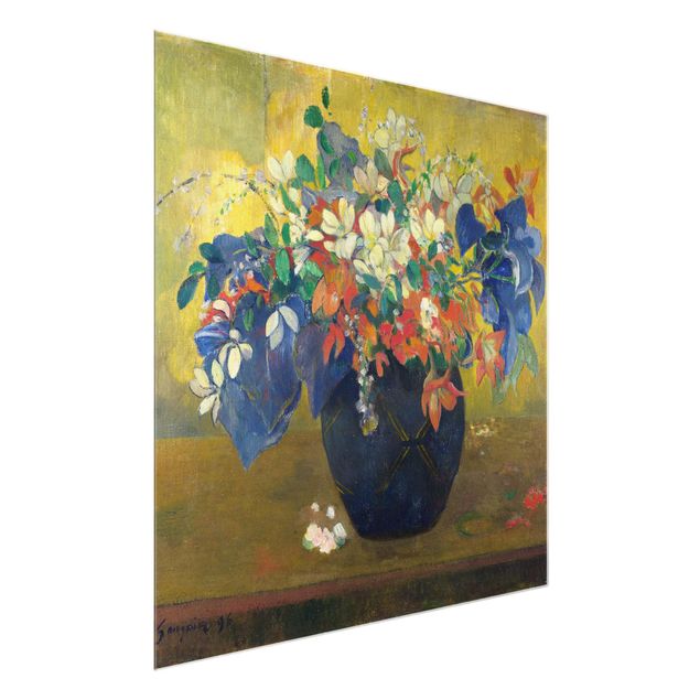 Quadros em vidro flores Paul Gauguin - Flowers in a Vase