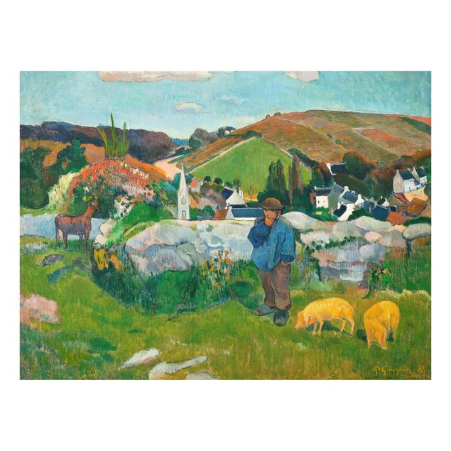 Quadros em vidro paisagens Paul Gauguin - The Swineherd
