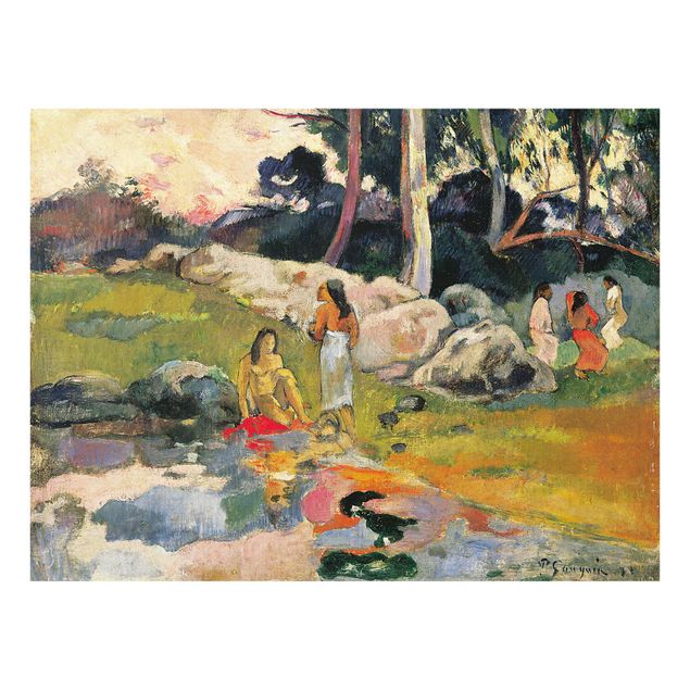 Quadros em vidro paisagens Paul Gauguin - Women At The Banks Of River