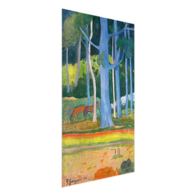 Quadros árvores Paul Gauguin - Landscape with blue Tree Trunks