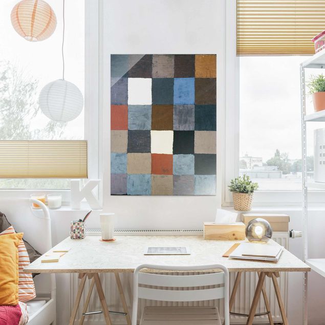 Quadros em vidro abstratos Paul Klee - Color Chart (on Gray)