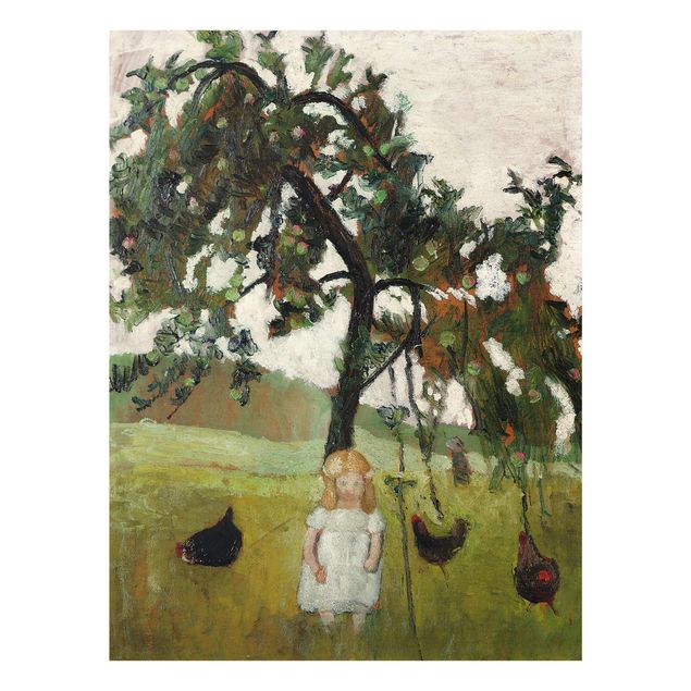 Quadros modernos Paula Modersohn-Becker - Elsbeth with Chickens under Apple Tree