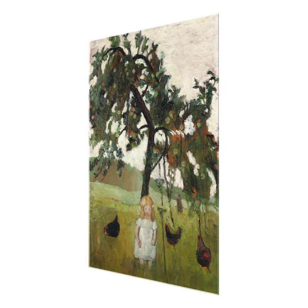 Quadros de Paula Modersohn Becker Paula Modersohn-Becker - Elsbeth with Chickens under Apple Tree