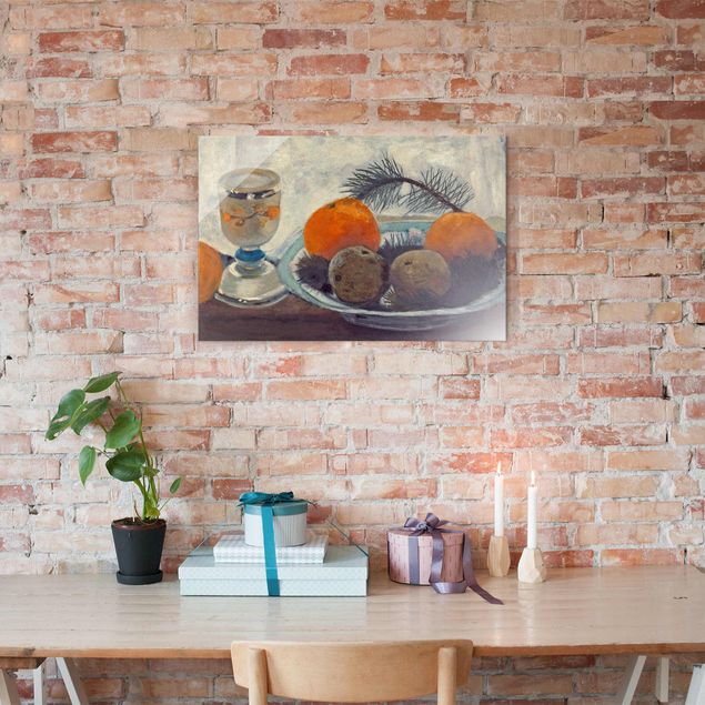 decoraçoes cozinha Paula Modersohn-Becker - Still Life with frosted Glass Mug, Apples and Pine Branch