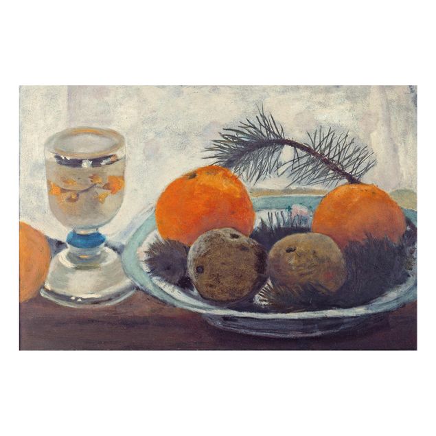Quadros natureza-morta Paula Modersohn-Becker - Still Life with frosted Glass Mug, Apples and Pine Branch