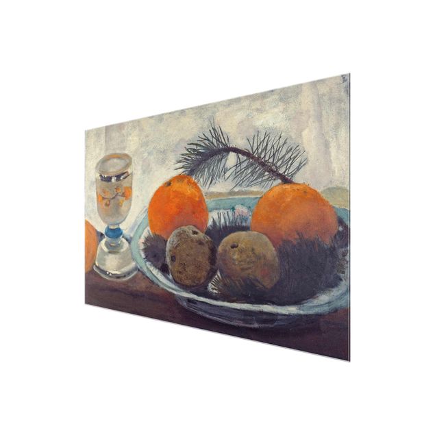 Quadros modernos Paula Modersohn-Becker - Still Life with frosted Glass Mug, Apples and Pine Branch