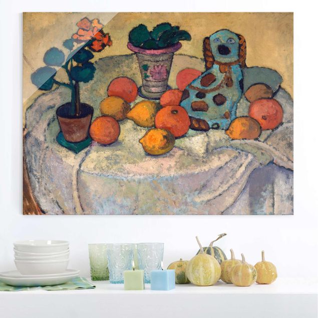 Quadros movimento artístico Expressionismo Paula Modersohn-Becker - Still Life With Oranges And Stoneware Dog