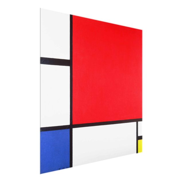 Quadros em vidro abstratos Piet Mondrian - Composition With Red Blue Yellow