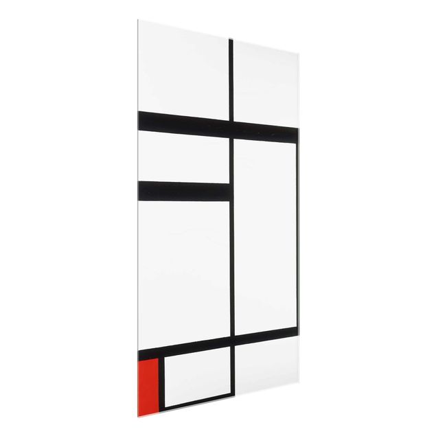 Quadros em vidro abstratos Piet Mondrian - Composition with Red, Black and White