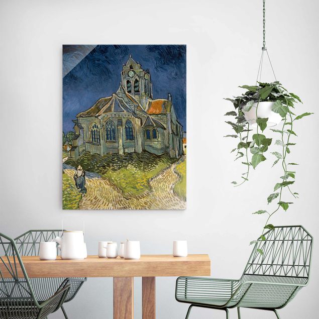 Quadros movimento artístico Pontilhismo Vincent van Gogh - The Church at Auvers