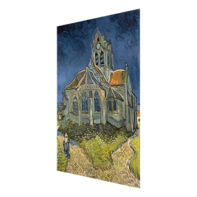 Quadros em vidro cidades e paisagens urbanas Vincent van Gogh - The Church at Auvers