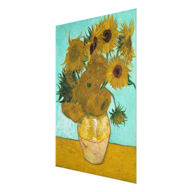 Quadros em vidro flores Vincent van Gogh - Sunflowers