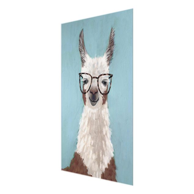 quadro em tons de azul Lama With Glasses II