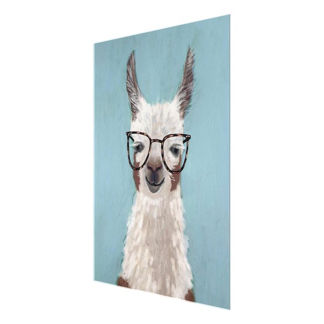 quadro em tons de azul Lama With Glasses II