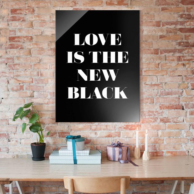 Quadros em vidro em preto e branco Love Is The New Black
